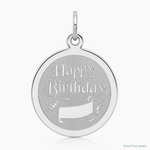 Sterling Silver Rhodium-plated Happy Birthday Disc Charm - Lifestyle View