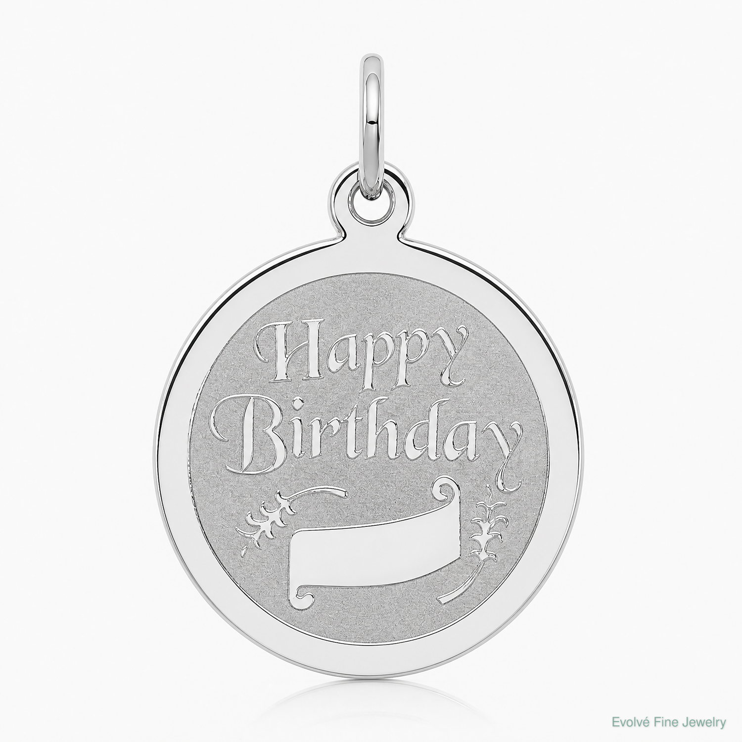 Sterling Silver Rhodium-plated Happy Birthday Disc Charm - Lifestyle View
