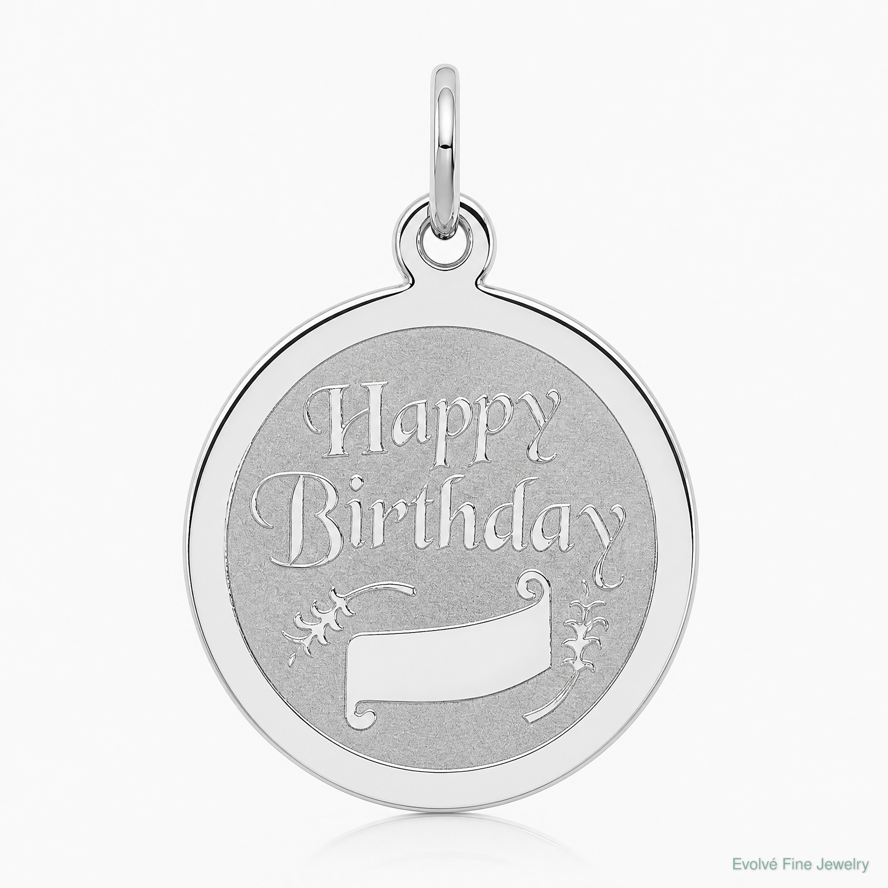 Sterling Silver Rhodium-plated Happy Birthday Disc Charm - Lifestyle View