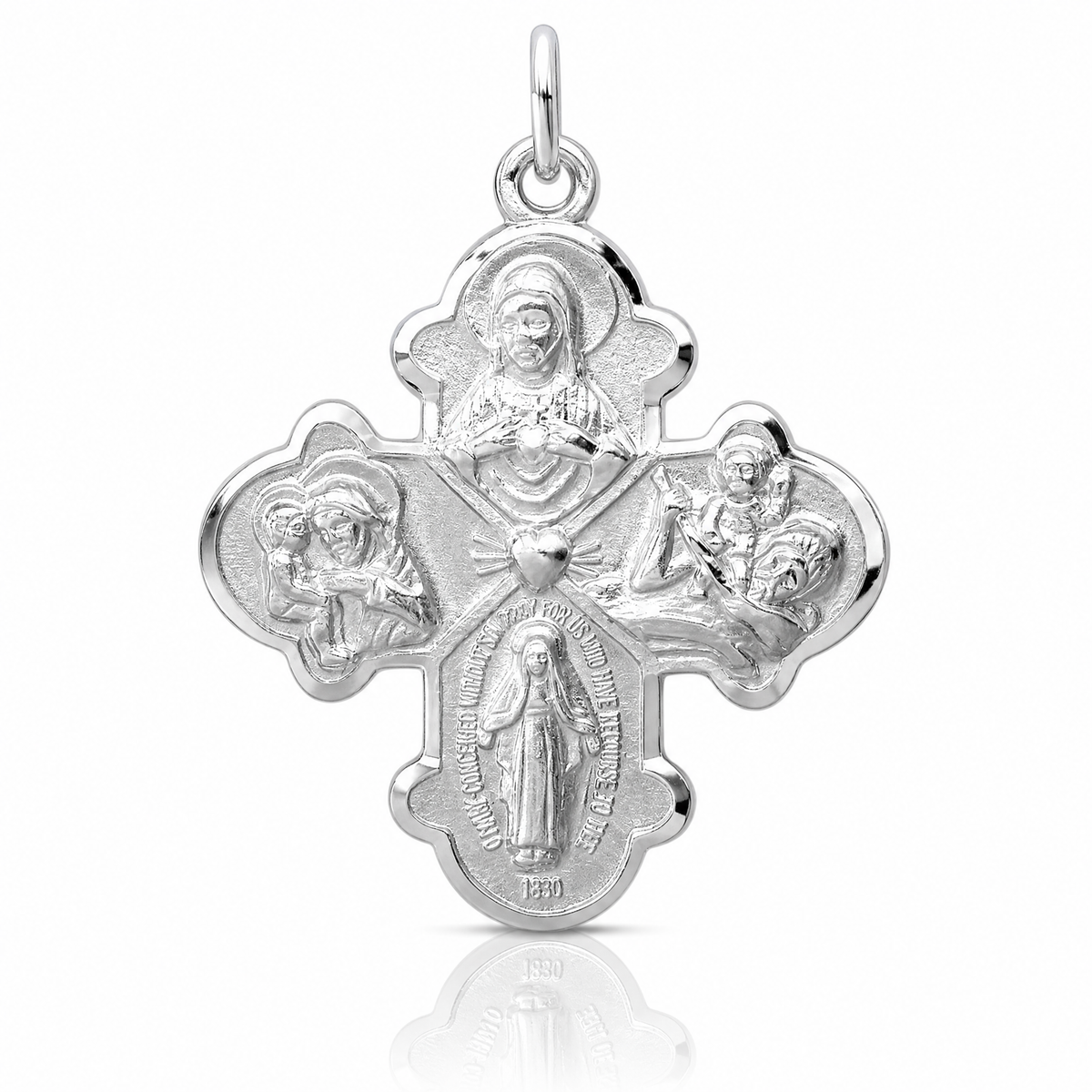 Sterling Silver Platinum-plated Satin 4-way Medal - Lifestyle View