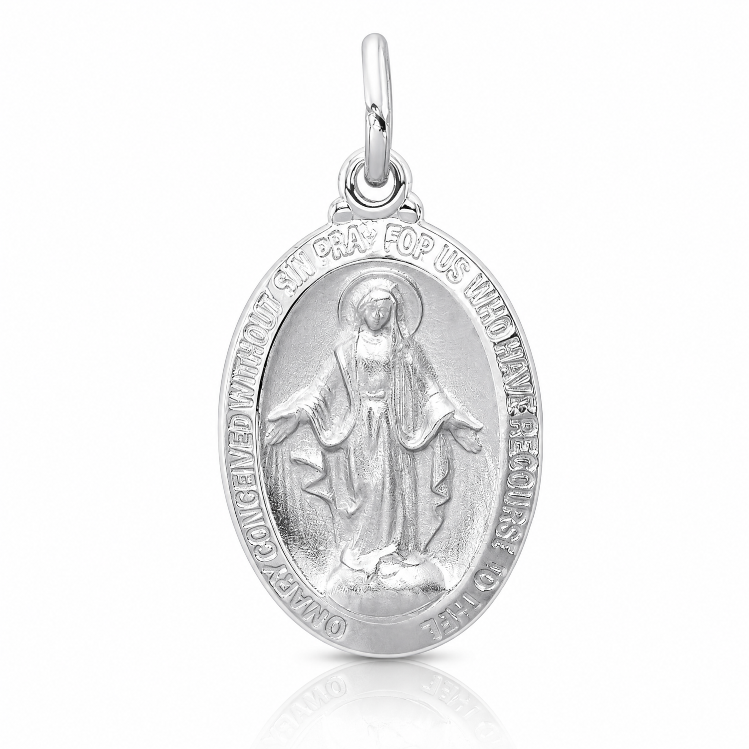 Sterling Silver Platinum-plated Miraculous Medal - Lifestyle View