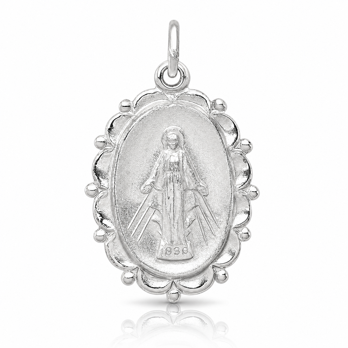 Sterling Silver Platinum-plated Miraculous Medal - Lifestyle View