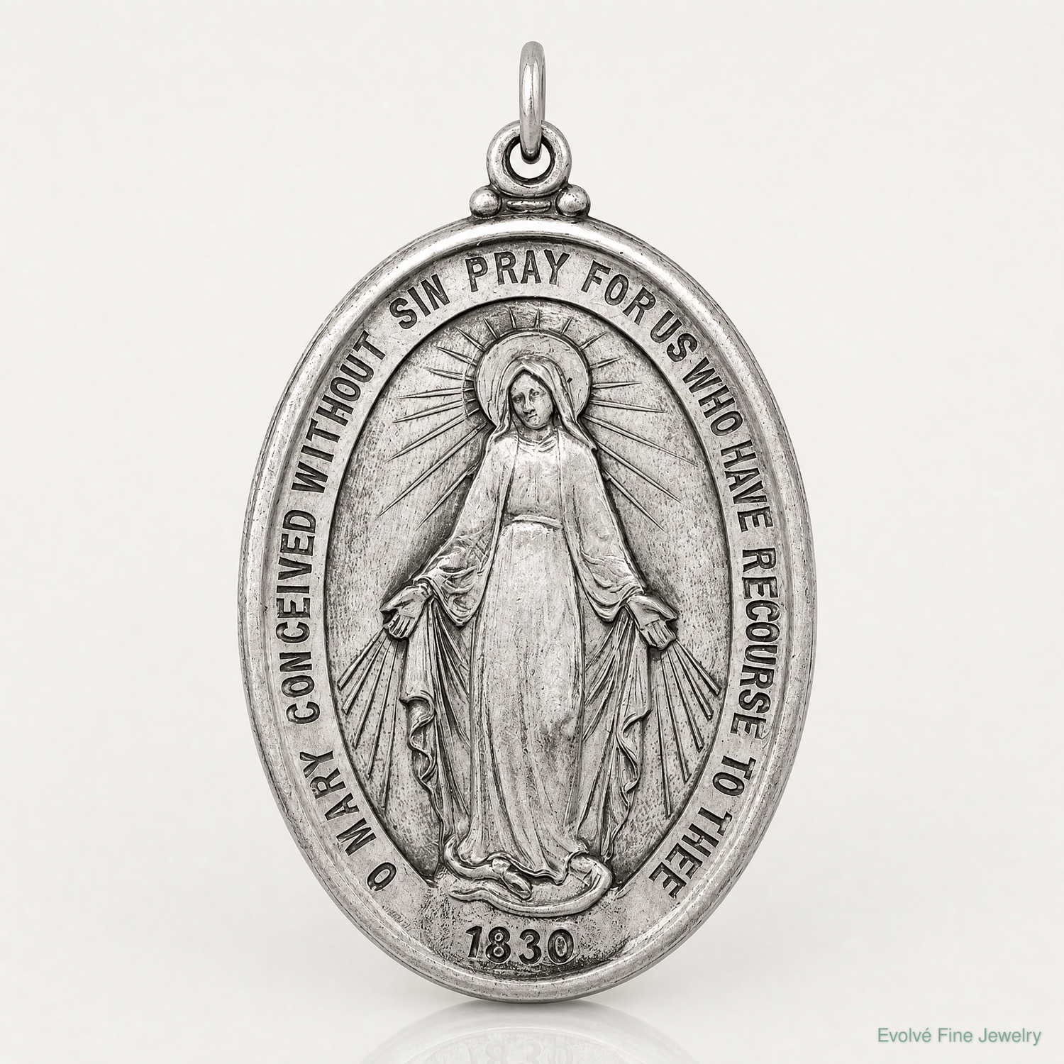 Sterling Silver Antiqued Miraculous Medal - Lifestyle View