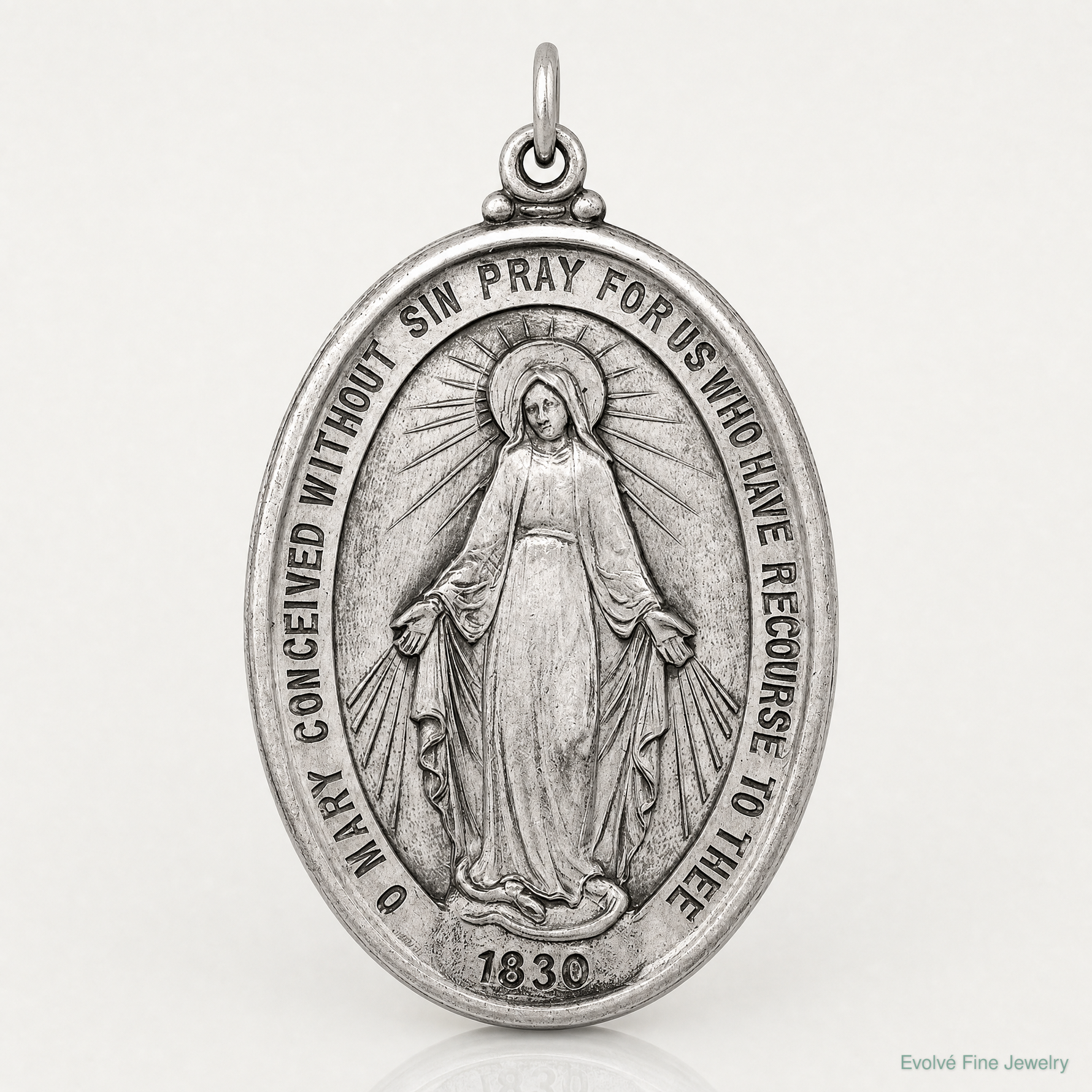 Sterling Silver Antiqued Miraculous Medal - Lifestyle View