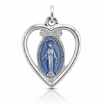 Sterling Silver Platinum-plated Miraculous Heart Medal - Lifestyle View