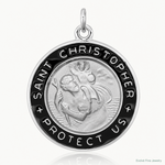 Sterling Silver Platinum-plated Enameled St. Christopher Medal - Lifestyle View
