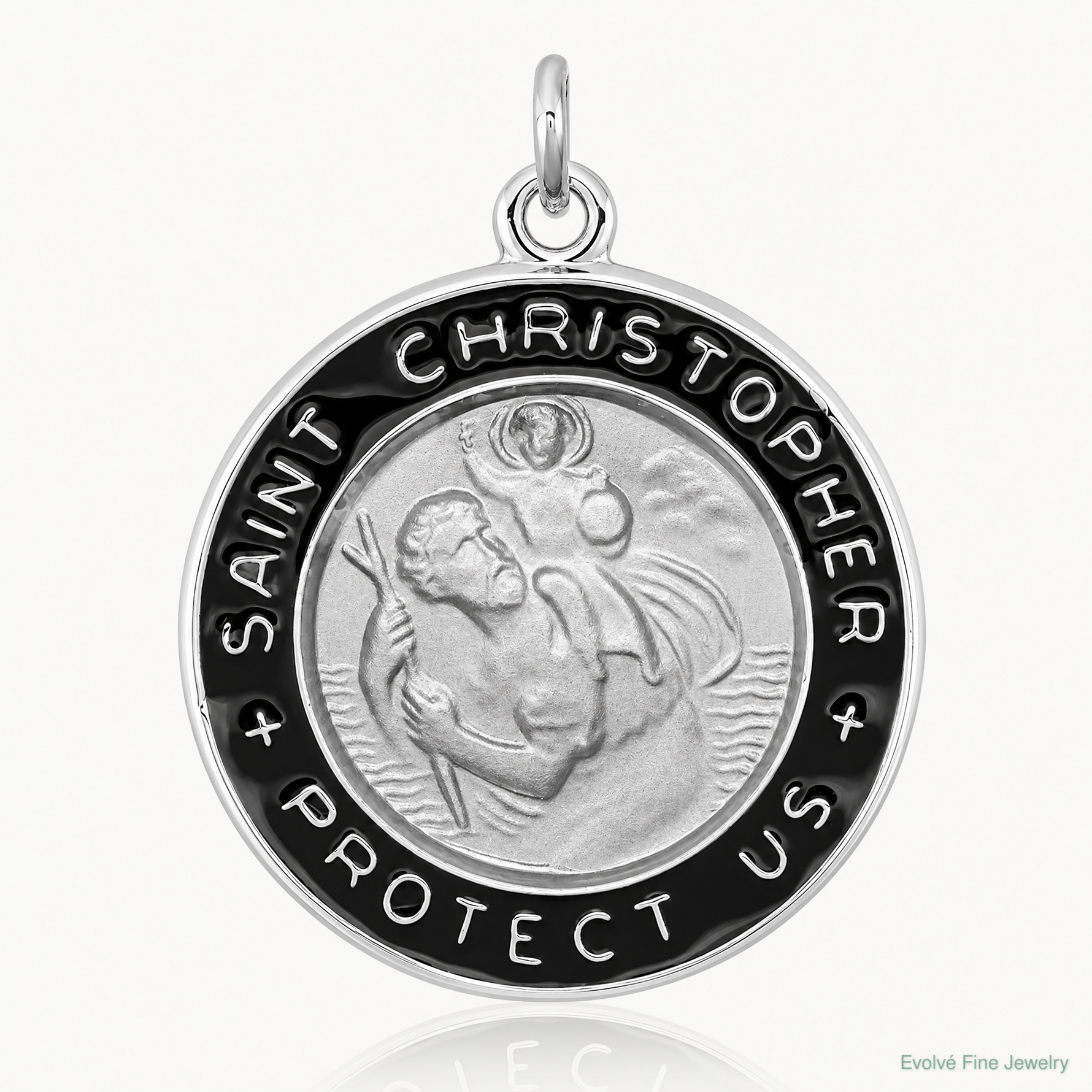 Sterling Silver Platinum-plated Enameled St. Christopher Medal - Lifestyle View