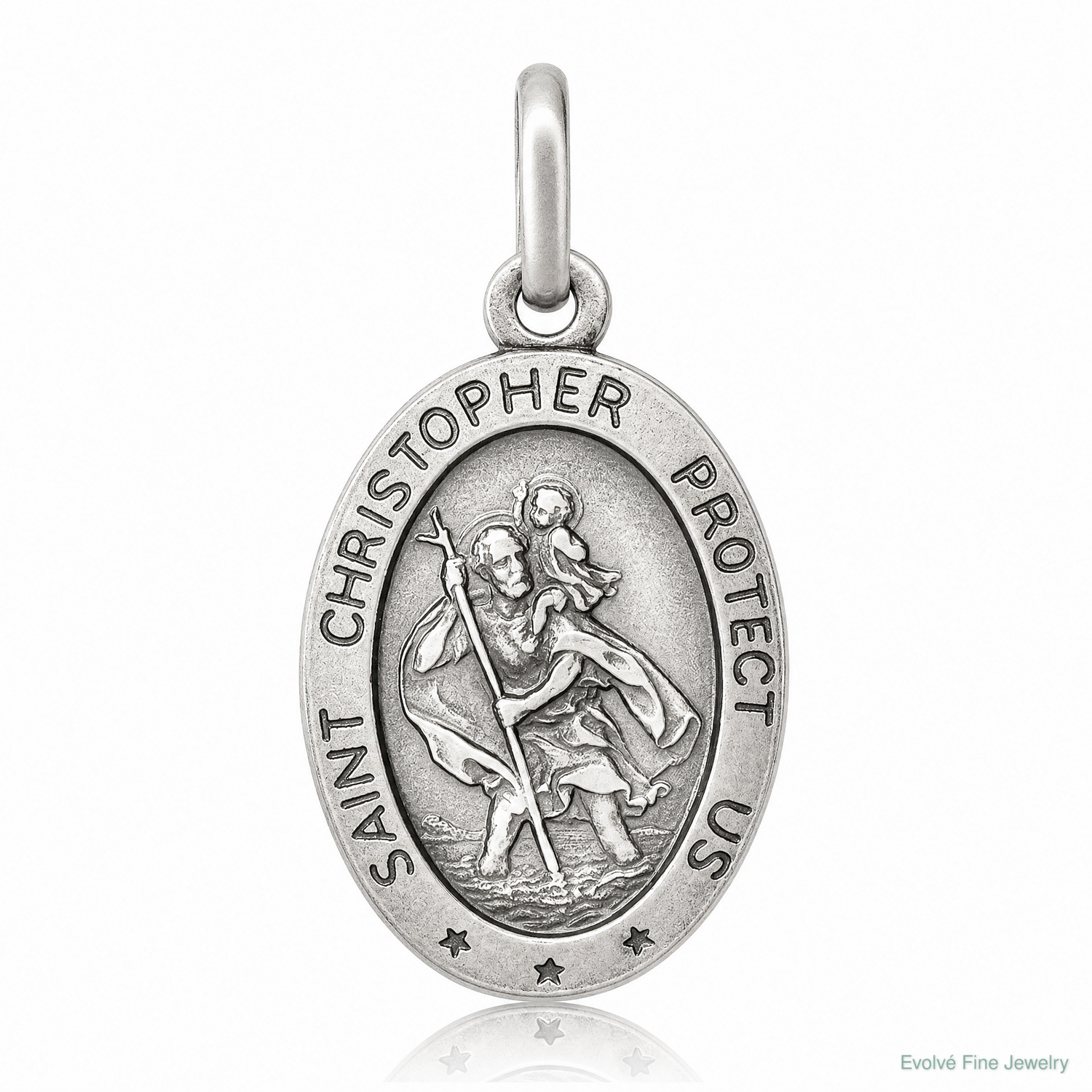 Sterling Silver Antiqued St. Christopher Medal - Lifestyle View