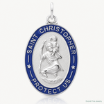 Sterling Silver Platinum-plated Enameled St. Christopher Medal - Lifestyle View