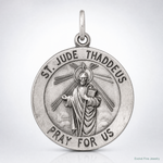Sterling Silver Antiqued Saint Jude Thaddeus Medal - Lifestyle View