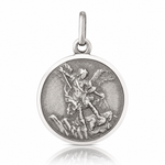 Sterling Silver Antiqued Saint Michael Medal - Lifestyle View