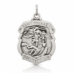 Sterling Silver Antiqued D/C St. Michael Badge Medal - Lifestyle View