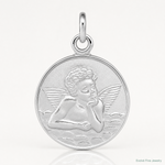 Sterling Silver Platinum-plated/Plain Back Angel Medal - Lifestyle View