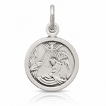 Sterling Silver Antiqued Baptism Medal - Lifestyle View