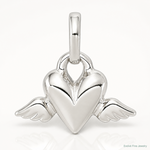 Sterling Silver Heart w/Wings Charm - Lifestyle View
