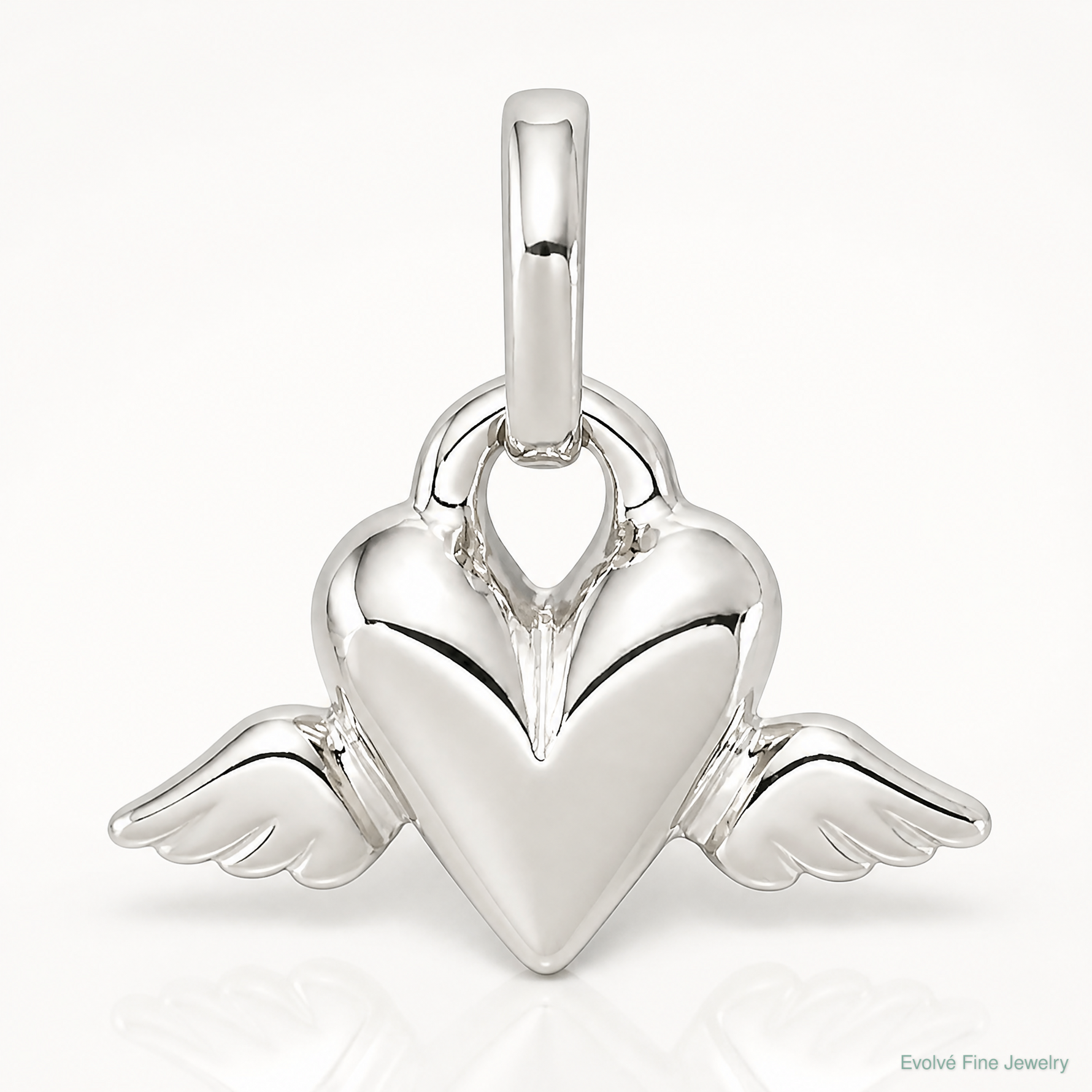 Sterling Silver Heart w/Wings Charm - Lifestyle View