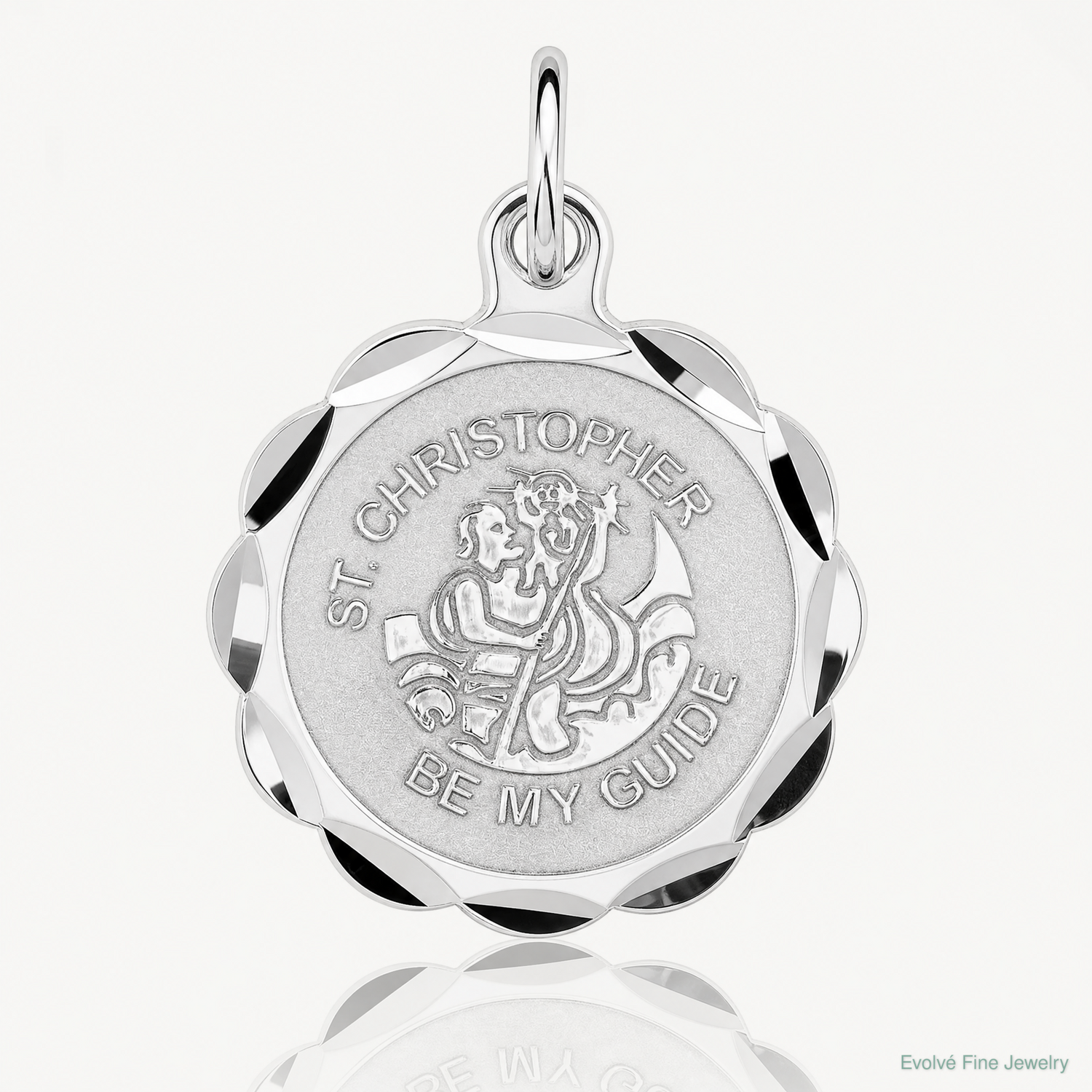 Sterling Silver Rhodium-plated St. Christopher Medal Charm - Lifestyle View