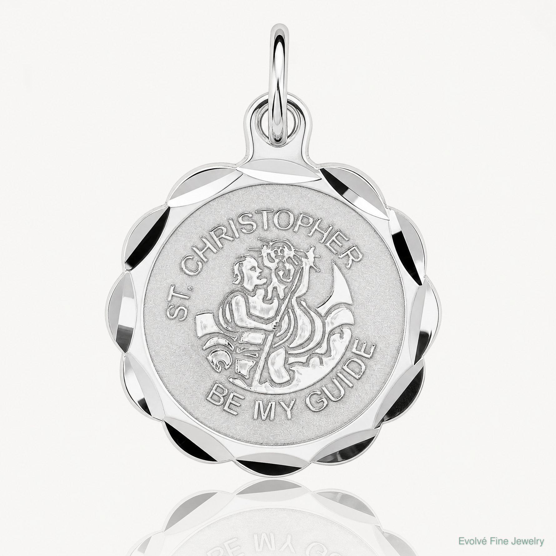 Sterling Silver Rhodium-plated St. Christopher Medal Charm - Lifestyle View