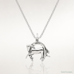 Sterling Silver Antiqued Horse in Horseshoe Charm - Lifestyle View