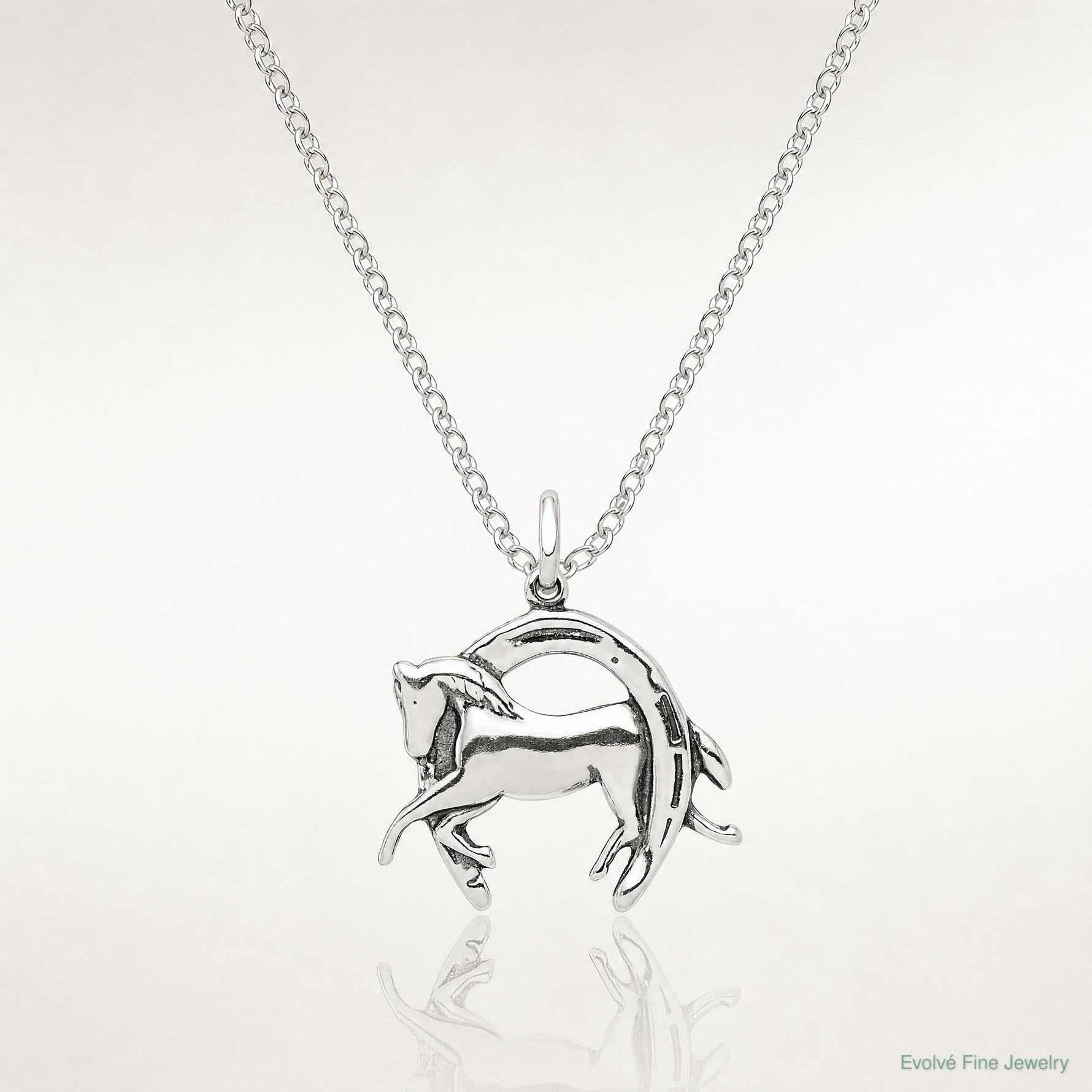 Sterling Silver Antiqued Horse in Horseshoe Charm - Lifestyle View