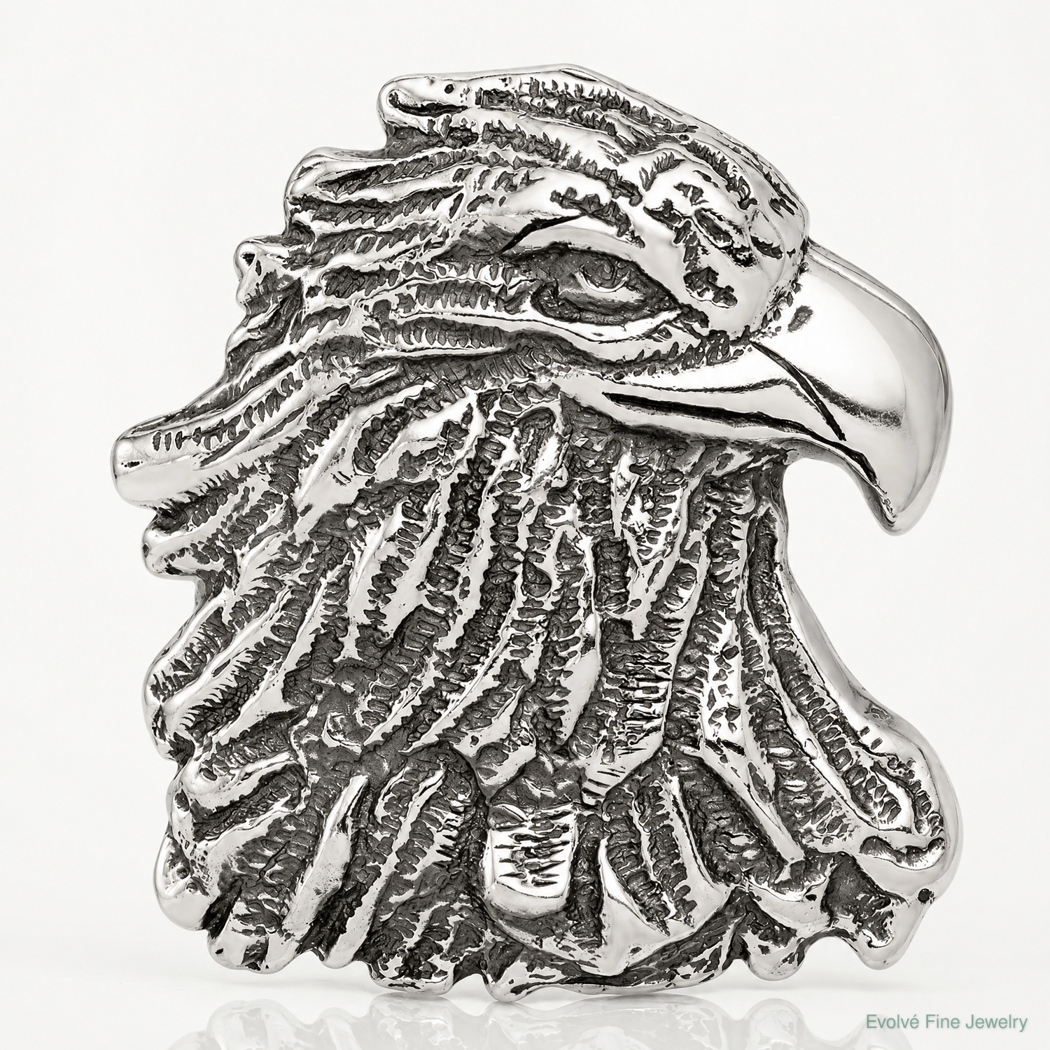 Sterling Silver Antiqued Eagle Head Pendant - Lifestyle View