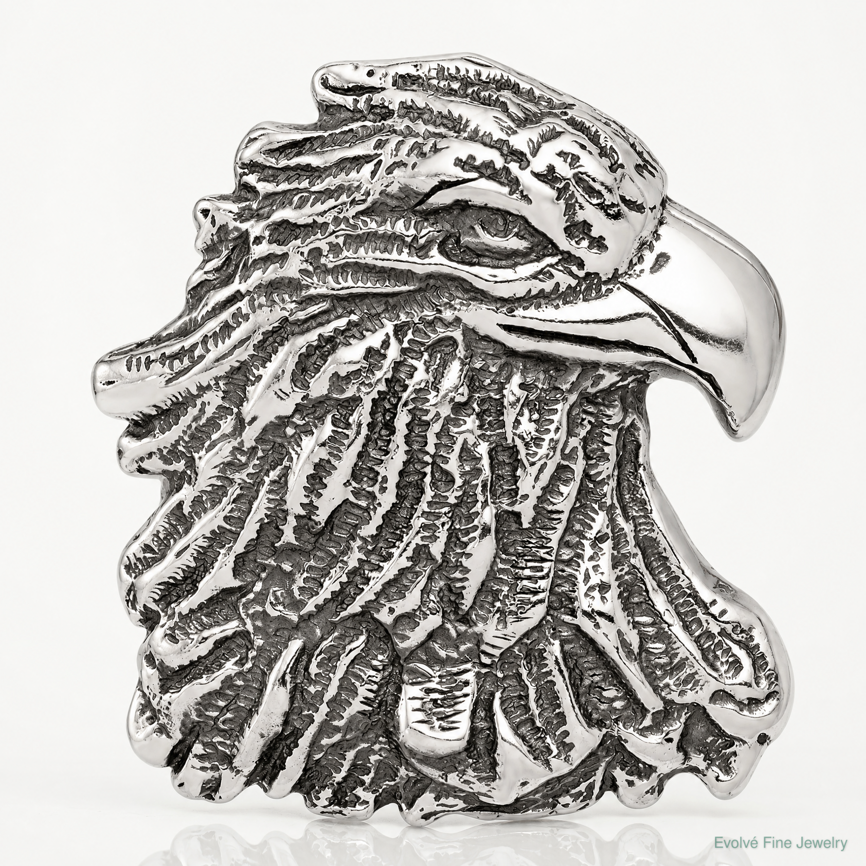 Sterling Silver Antiqued Eagle Head Pendant - Lifestyle View