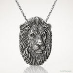 Sterling Silver Antiqued Lion Head Pendant - Lifestyle View