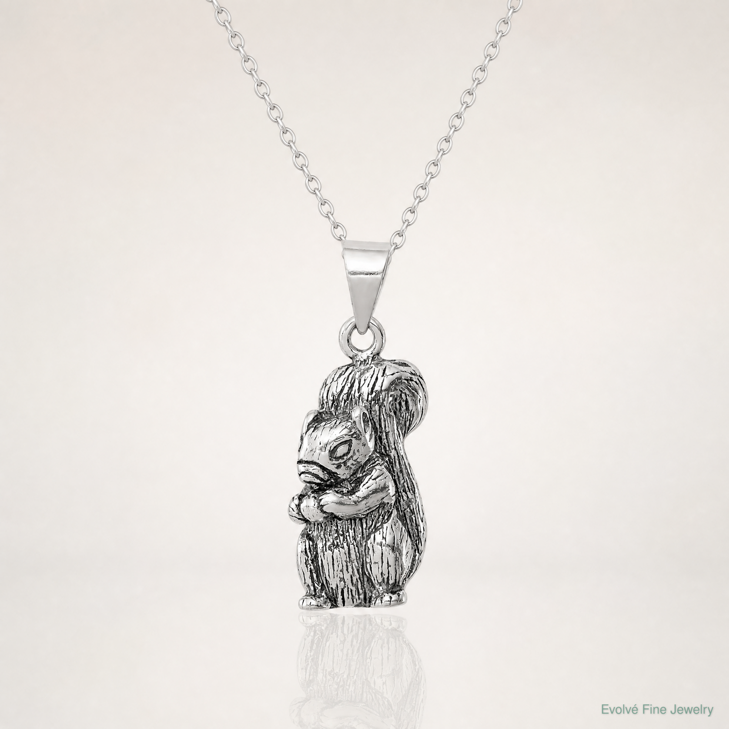 Sterling Silver Antiqued Squirrel Charm - Lifestyle View