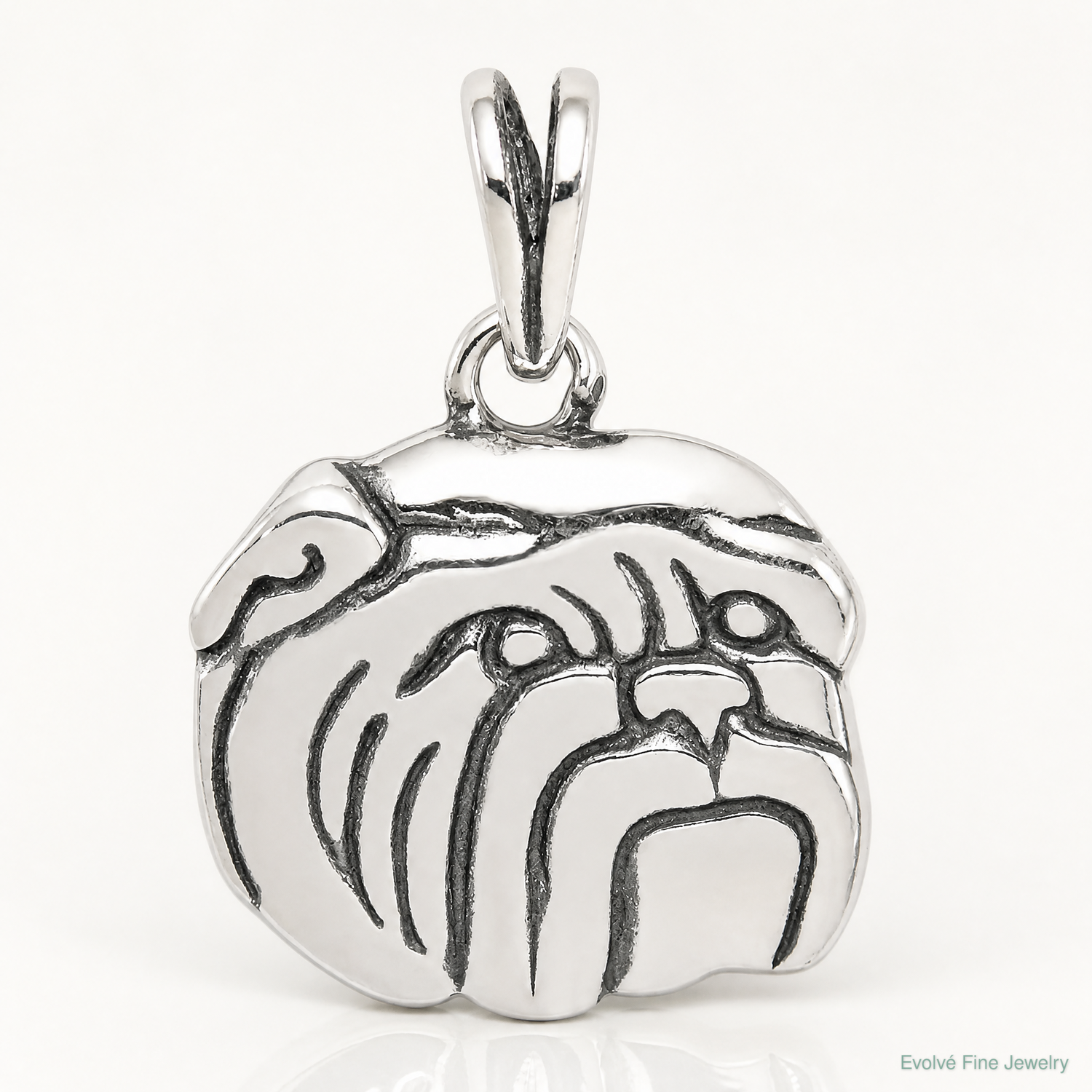 Sterling Silver Antiqued Bulldog Charm - Lifestyle View