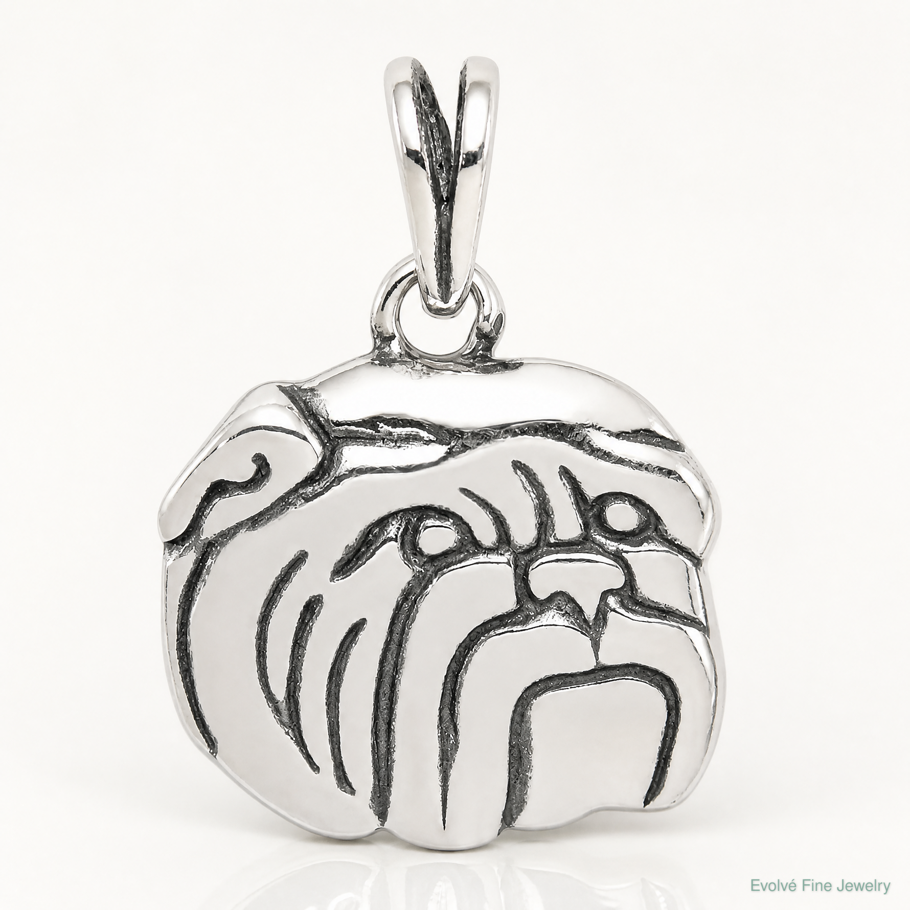 Sterling Silver Antiqued Bulldog Charm - Lifestyle View