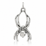 Sterling Silver Antiqued Spider Pendant - Lifestyle View