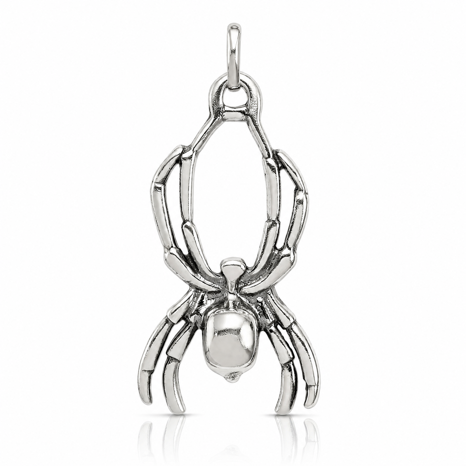Sterling Silver Antiqued Spider Pendant - Lifestyle View