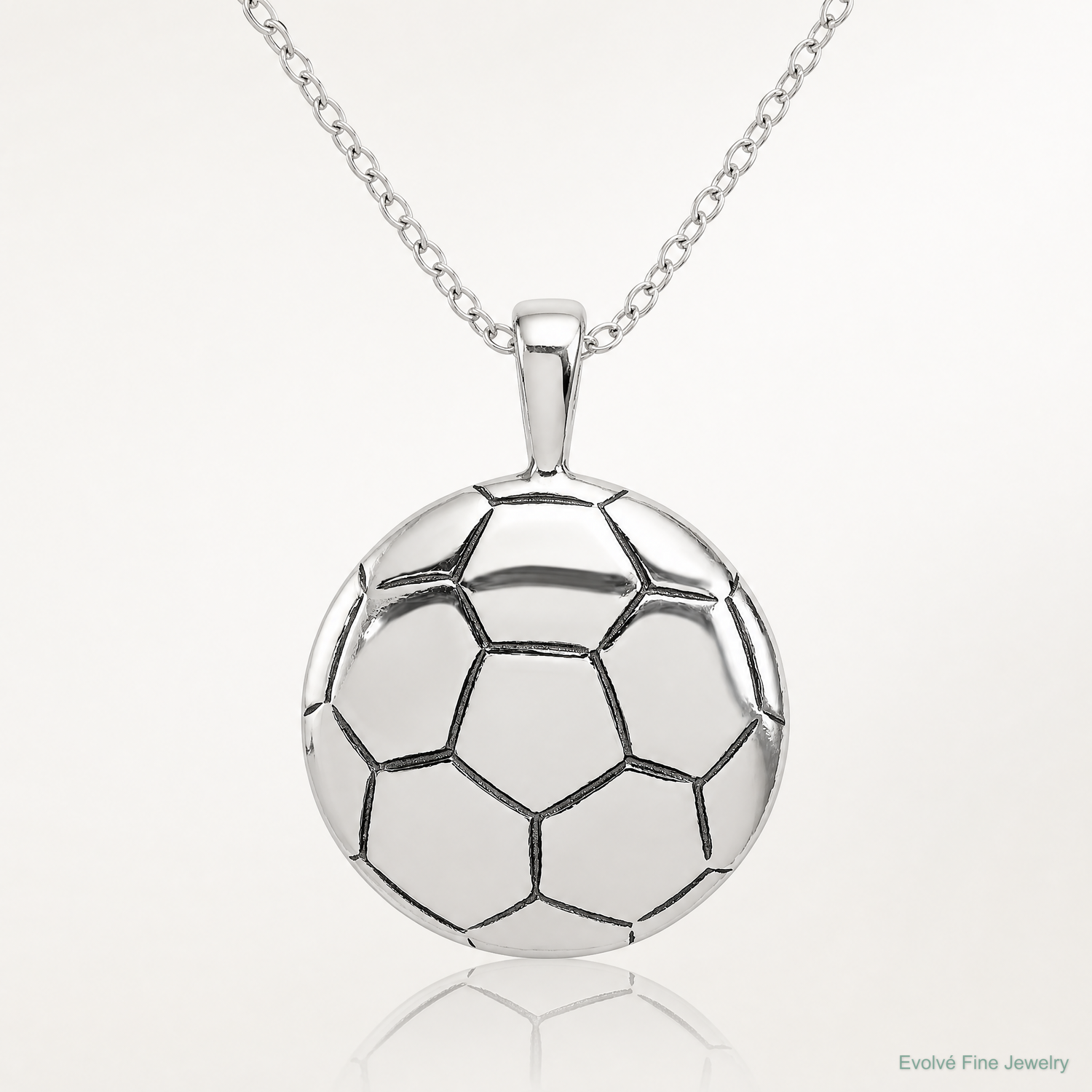 Sterling Silver Antiqued Soccer Ball Pendant - Lifestyle View