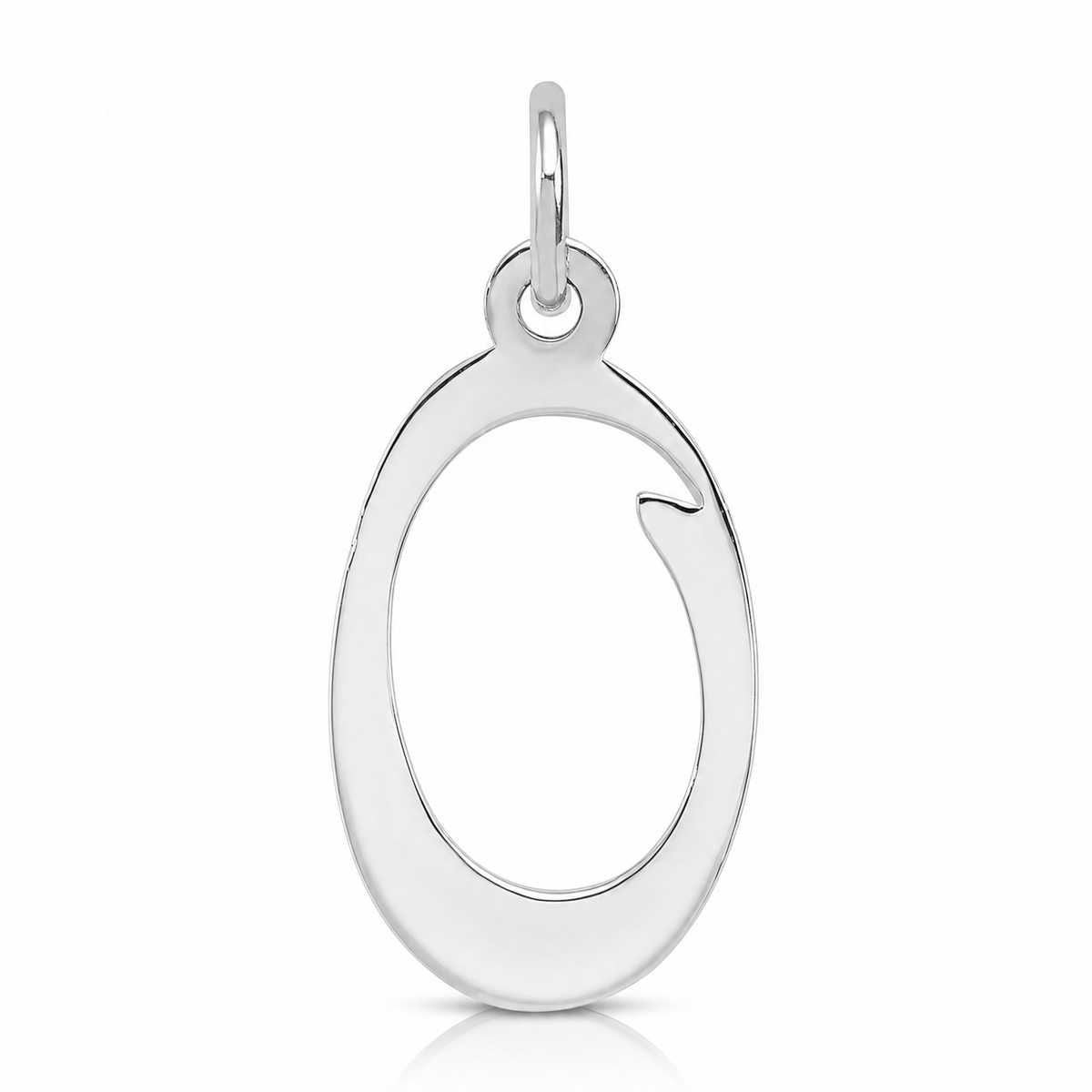 Sterling Silver Rhodium-plated Stamped Letter O Initial Charm - Lifestyle View