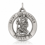 Sterling Silver Antiqued St. Christopher Medal - Lifestyle View