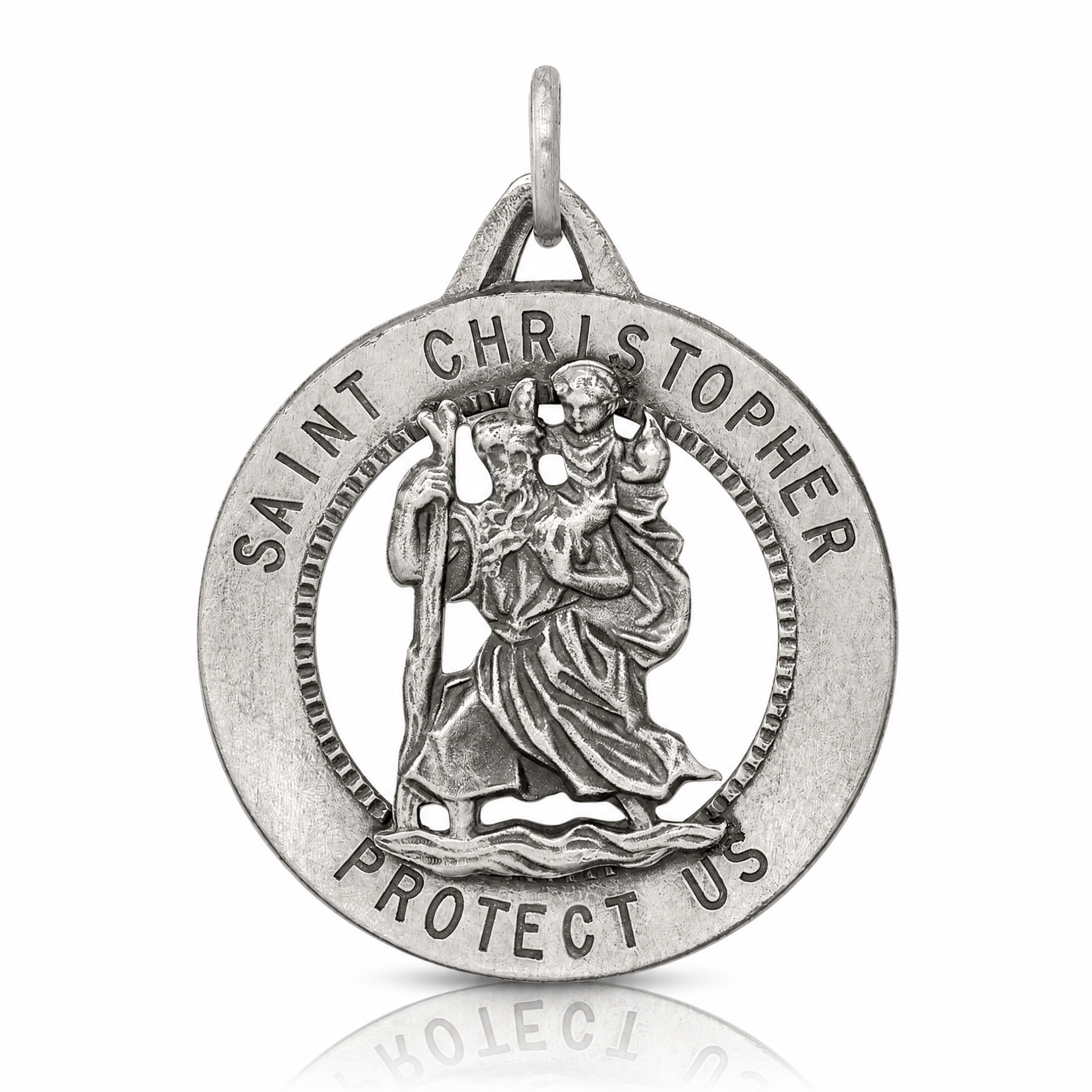 Sterling Silver Antiqued St. Christopher Medal - Lifestyle View