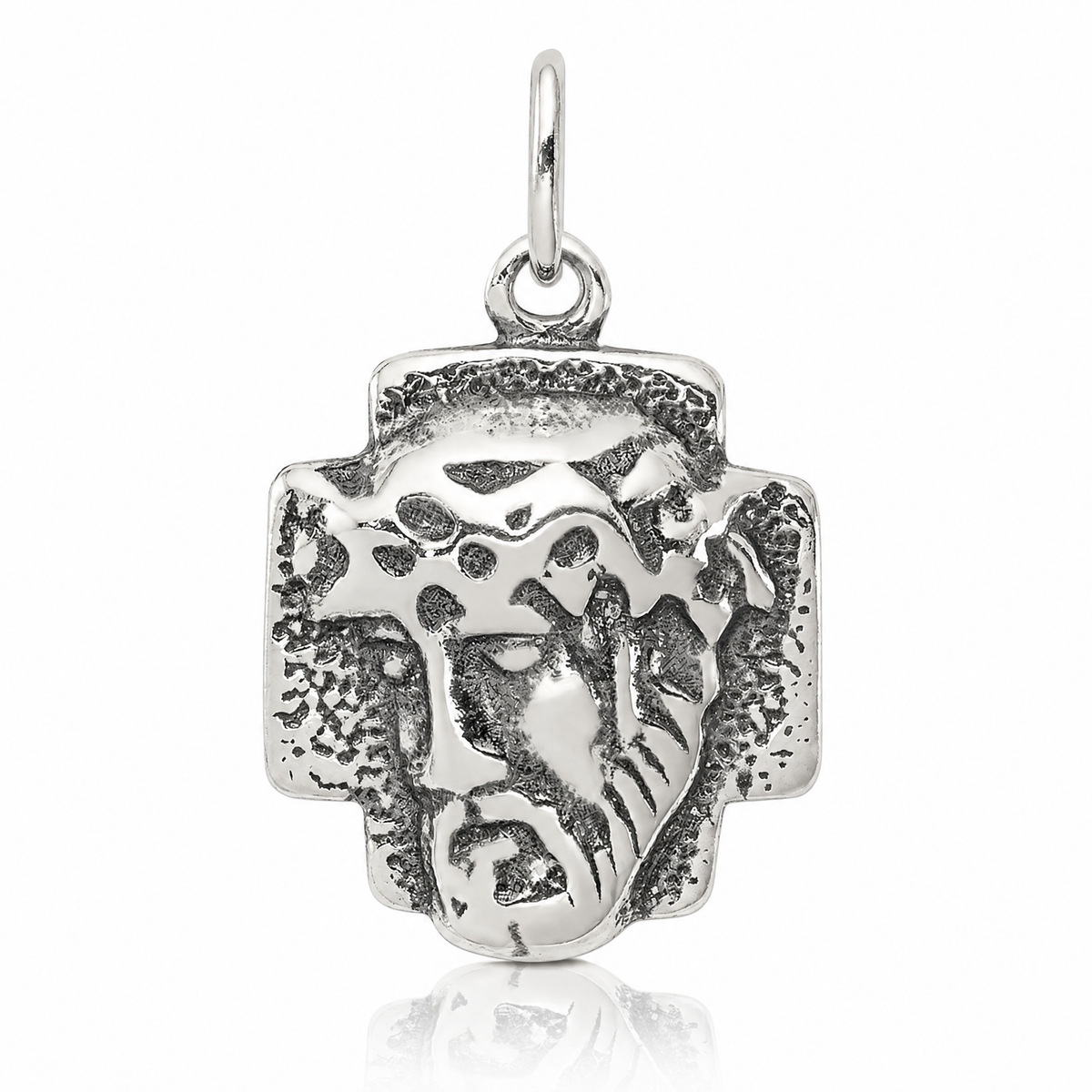 Sterling Silver Antiqued Ecce Homo Medal - Lifestyle View