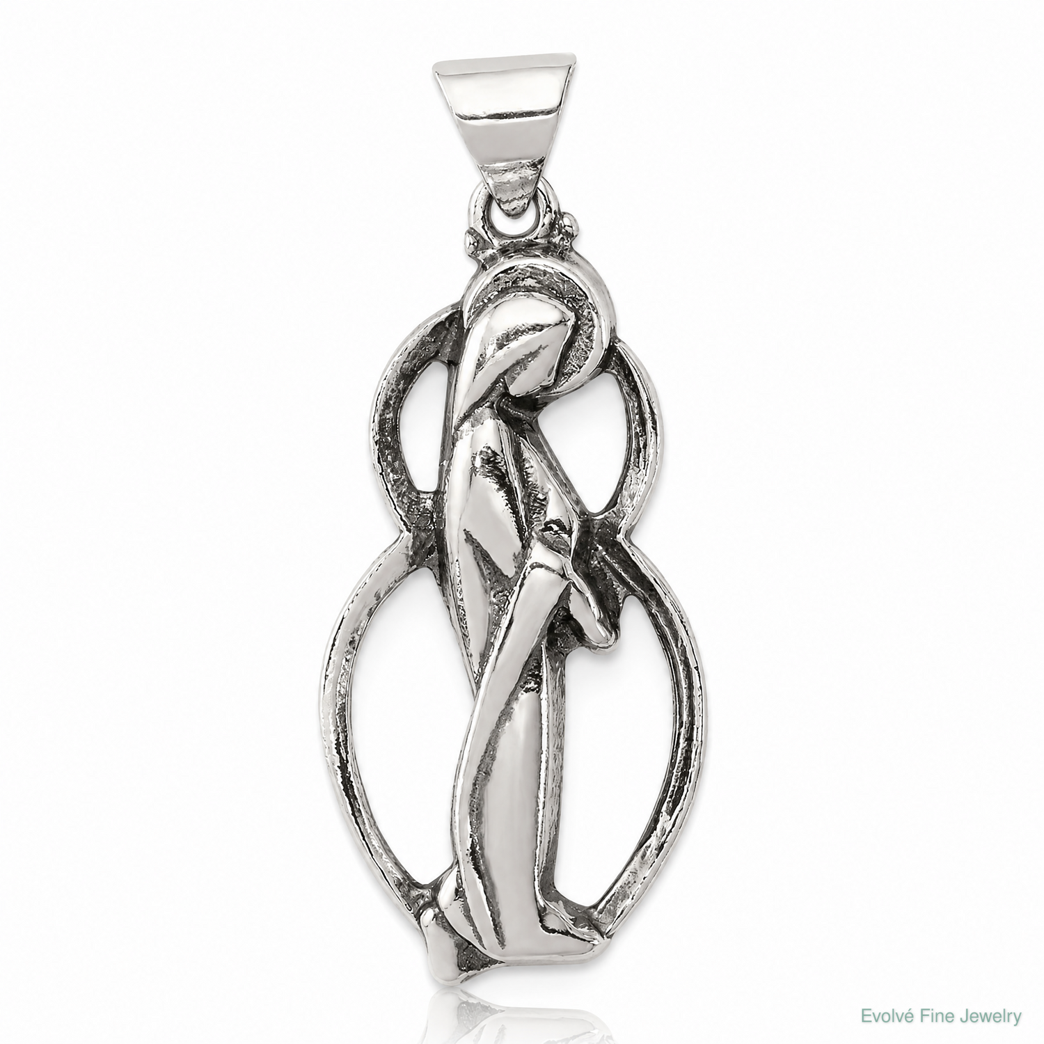 Sterling Silver Antiqued Blessed Mary Charm - Lifestyle View
