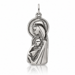 Sterling Silver Antiqued Blessed Mary & Child Jesus Charm - Lifestyle View