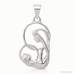 Sterling Silver Blessed Mary & Child Jesus Antique Finish Charm - Lifestyle View