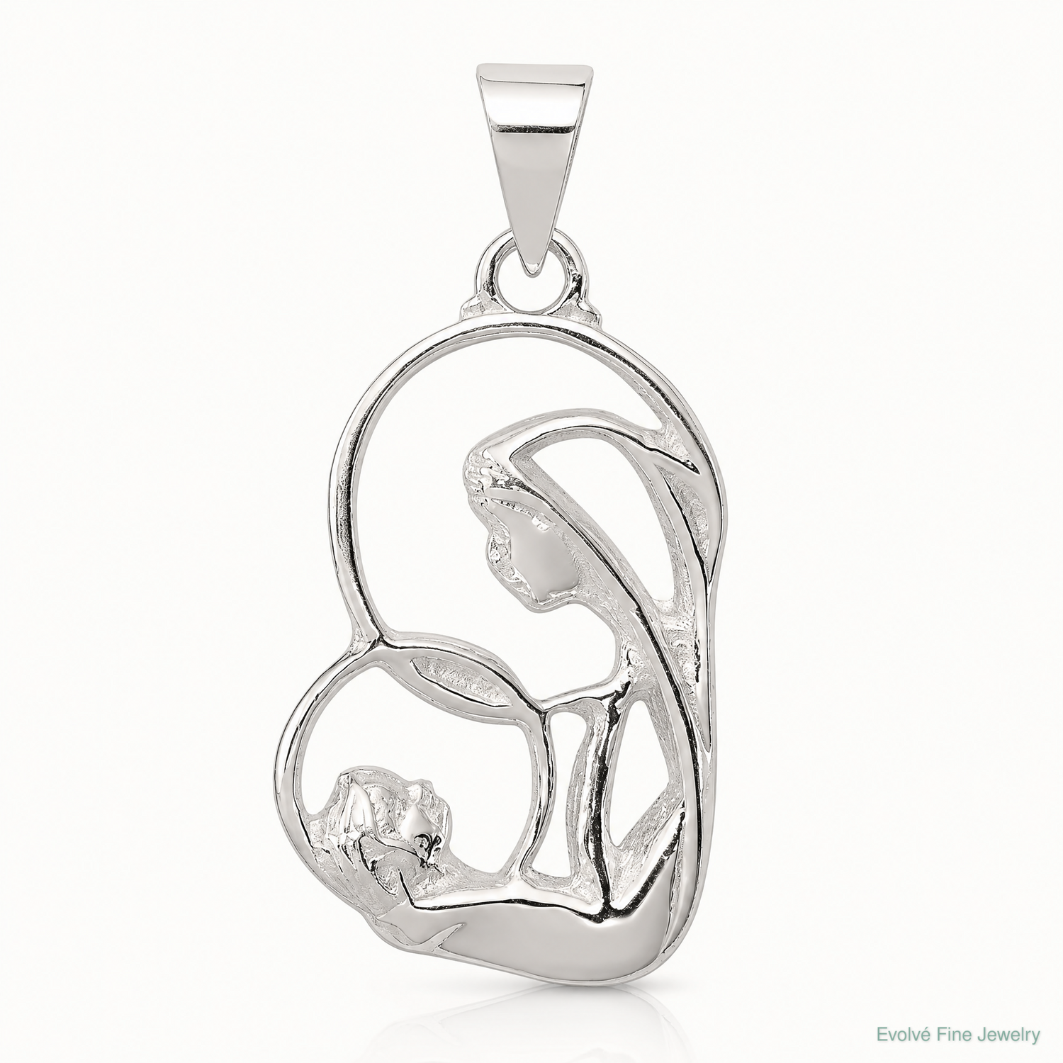 Sterling Silver Blessed Mary & Child Jesus Antique Finish Charm - Lifestyle View