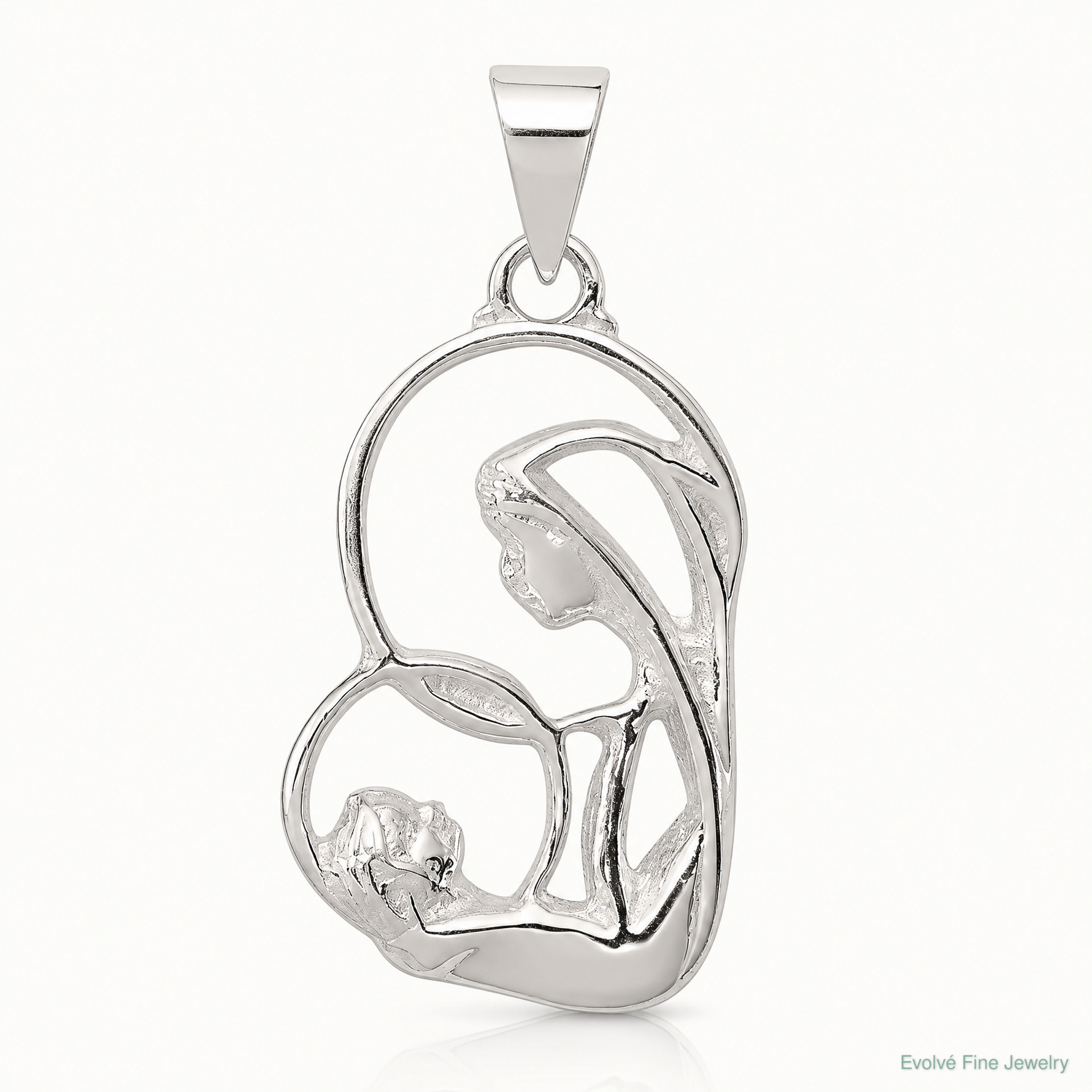 Sterling Silver Blessed Mary & Child Jesus Antique Finish Charm - Lifestyle View