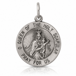 Sterling Silver Antiqued Queen of the Holy Scapular Medal - Lifestyle View