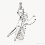 Sterling Silver Rhodium-plated Comb & Scissor Charm - Lifestyle View