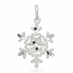 Sterling Silver Diamond Cut Snowflake Charm - Lifestyle View