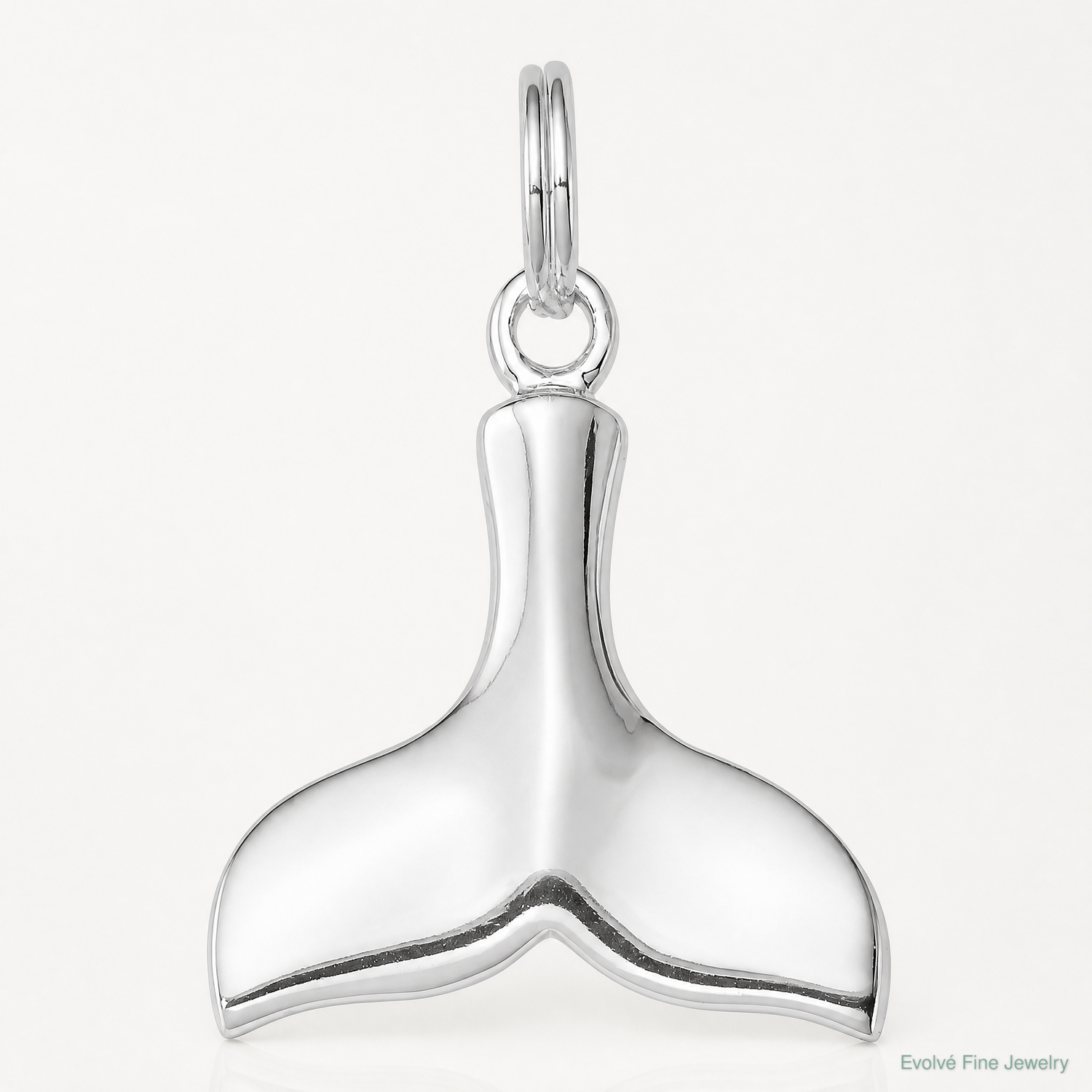 Sterling Silver Rhodium-plated Whale Tail Charm - Lifestyle View