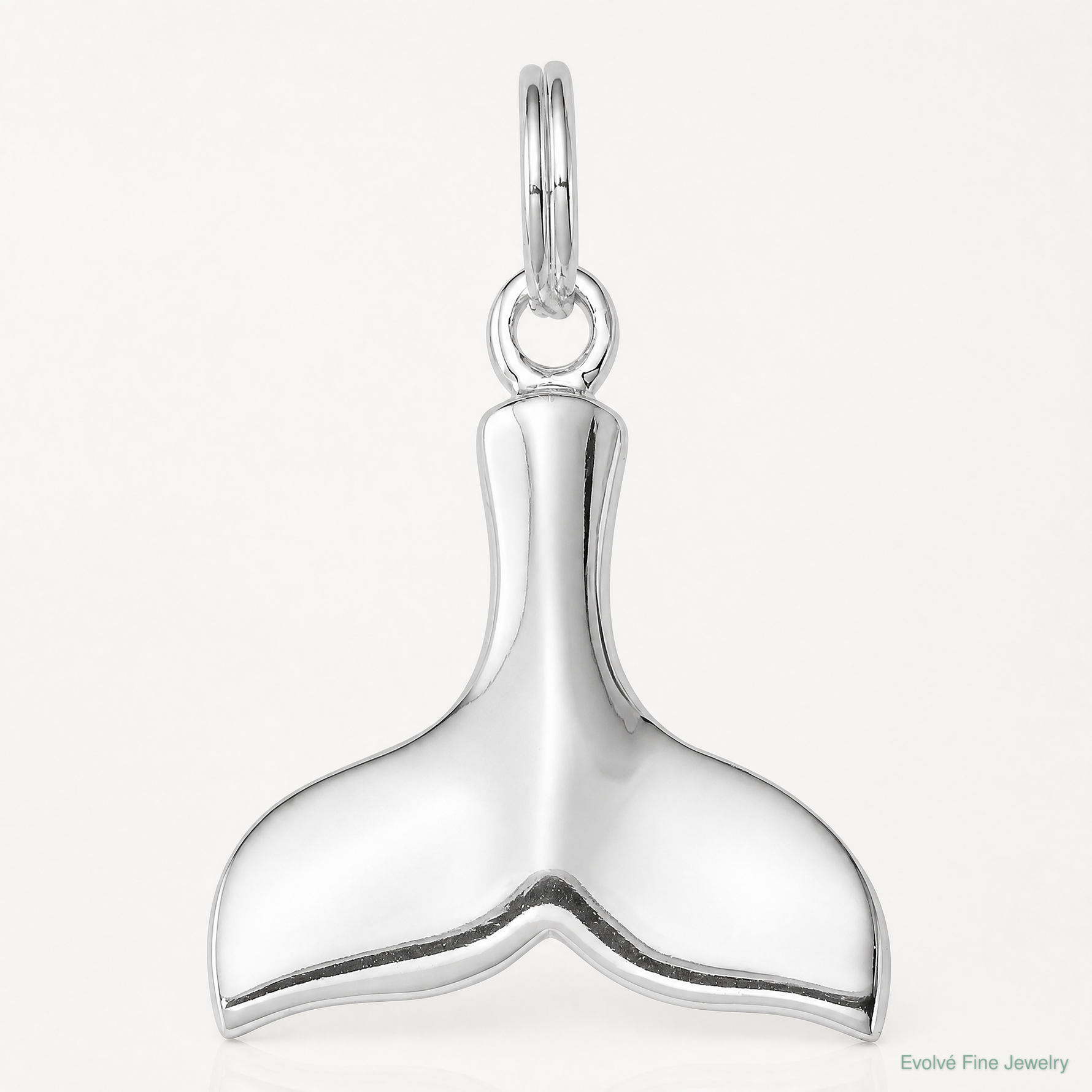 Sterling Silver Rhodium-plated Whale Tail Charm - Lifestyle View