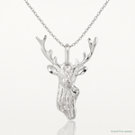 Sterling Silver Diamond Cut Deer Head Pendant - Lifestyle View