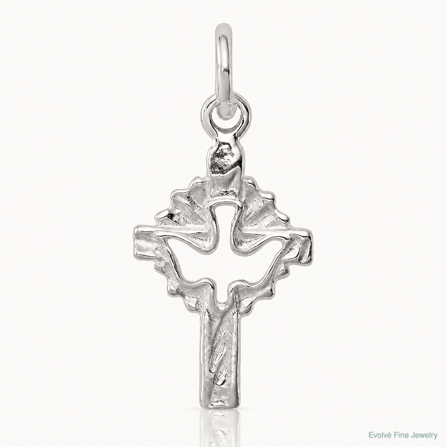 Sterling Silver Dove Cross Charm - Lifestyle View