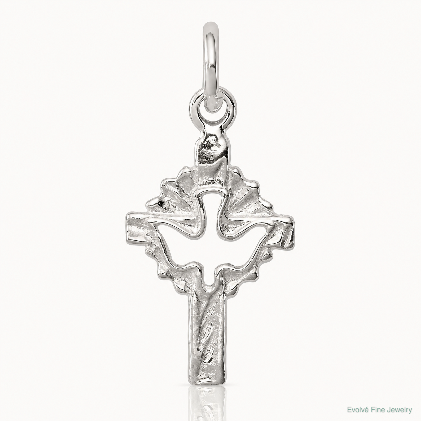 Sterling Silver Dove Cross Charm - Lifestyle View